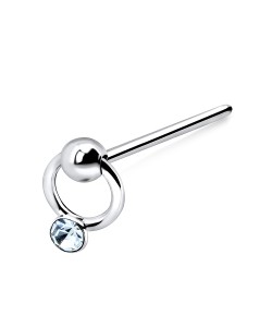 Stone Ring Silver Straight Nose Stud NSKA-40